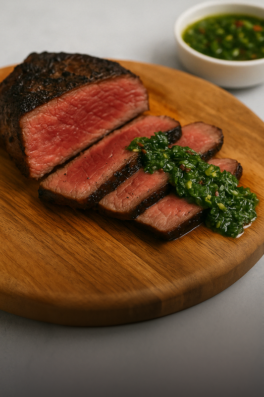 Smoked American Wagyu Sirloin with Chimichurri Sauce